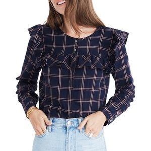 Madewell Plaid Ruffle Top
